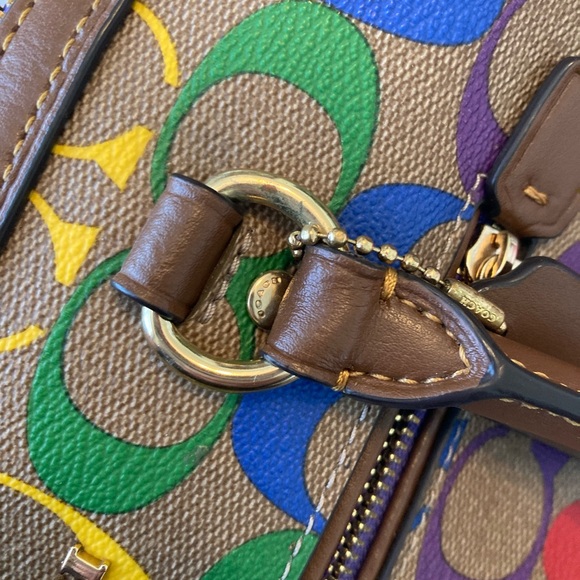 Coach Pride Collection Rowan Satchel – Brown Signature with Rainbow Strap - Picture 13 of 16